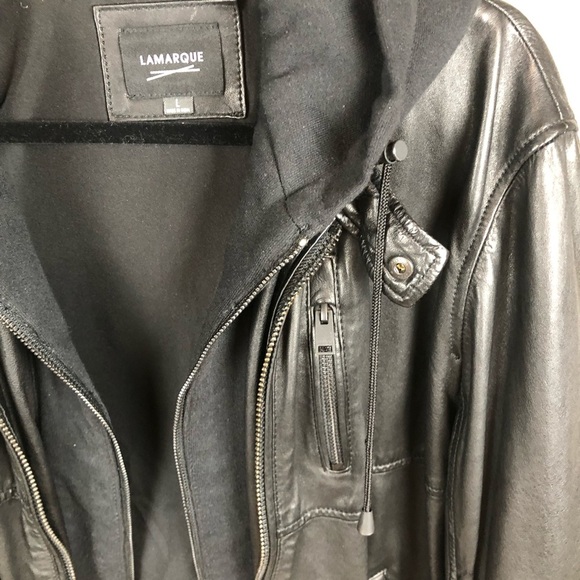 - LAMARQUE 100% Lambskin Leather Slayer Moto Jacket With Removable Hoodie … - Picture 15 of 17